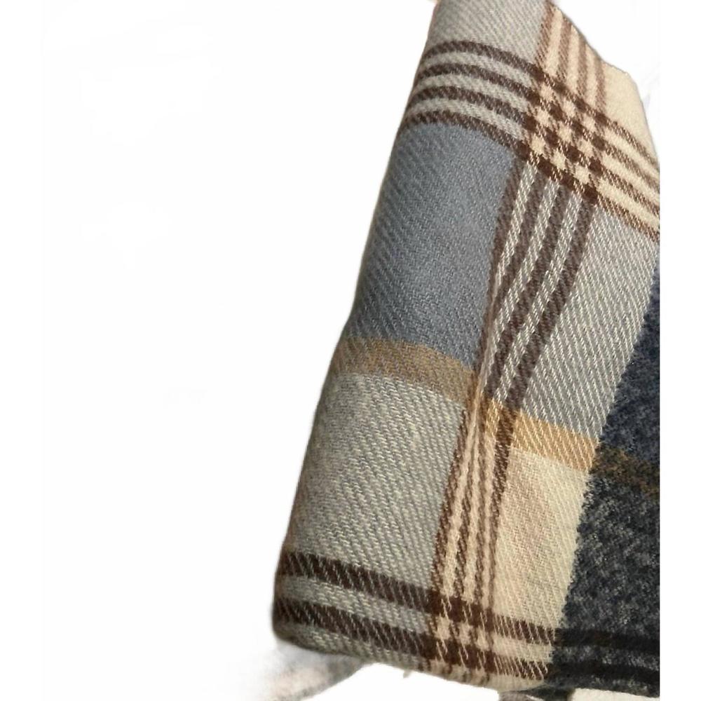 NEW PRETTY PERSUASIONS women's fall plaid scarf in taupe & blue plaid